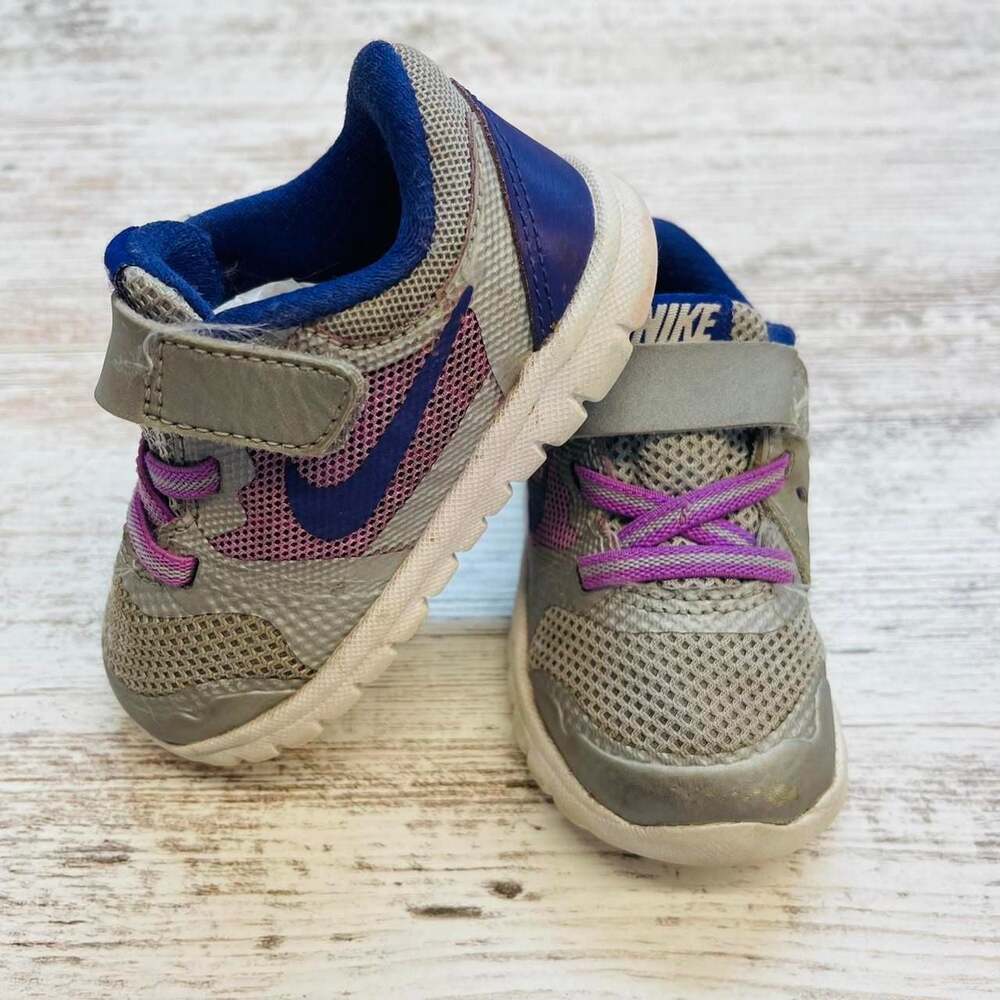 Nike Flex Runner Toddler Sneakers 724995-002 Grey Purple Size 5C